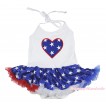 American's Birthday White Baby Halter Jumpsuit Patriotic American Star Pettiskirt & American Star Heart Print JS4477